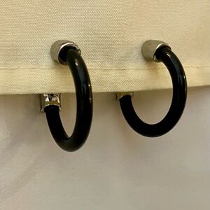 Black and Silver Hoop Earrings